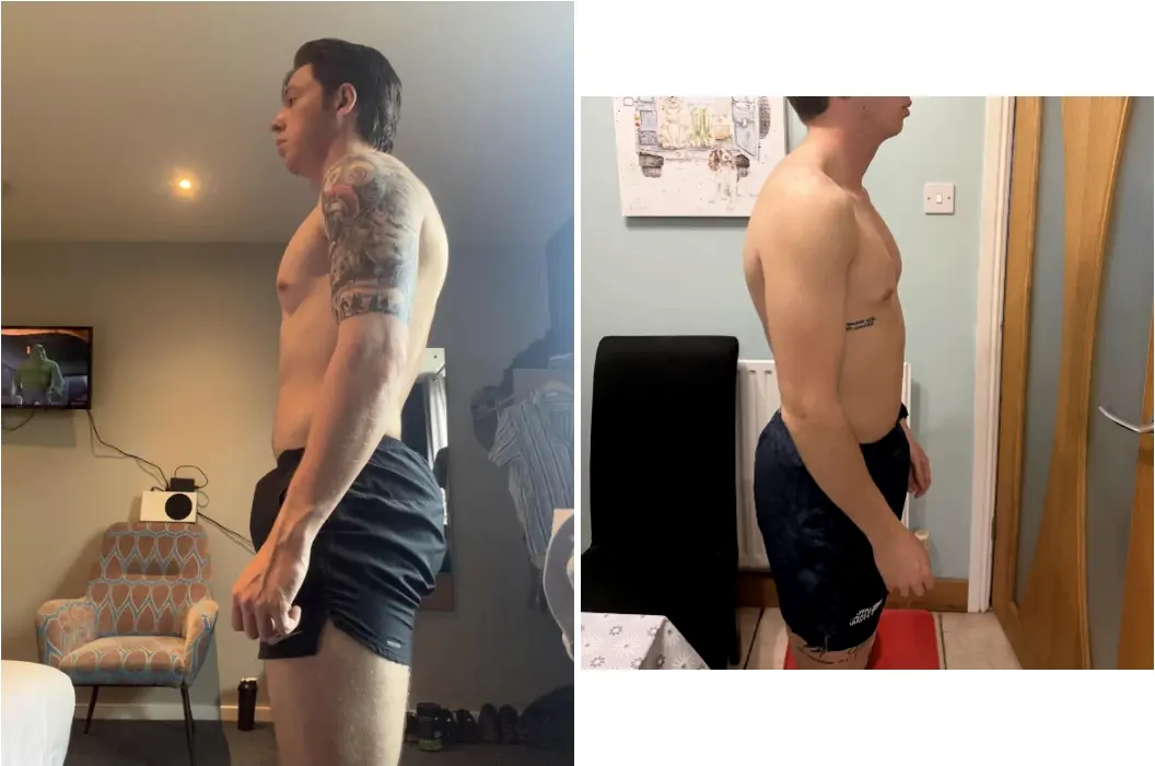 Harry — before and after, six weeks apart