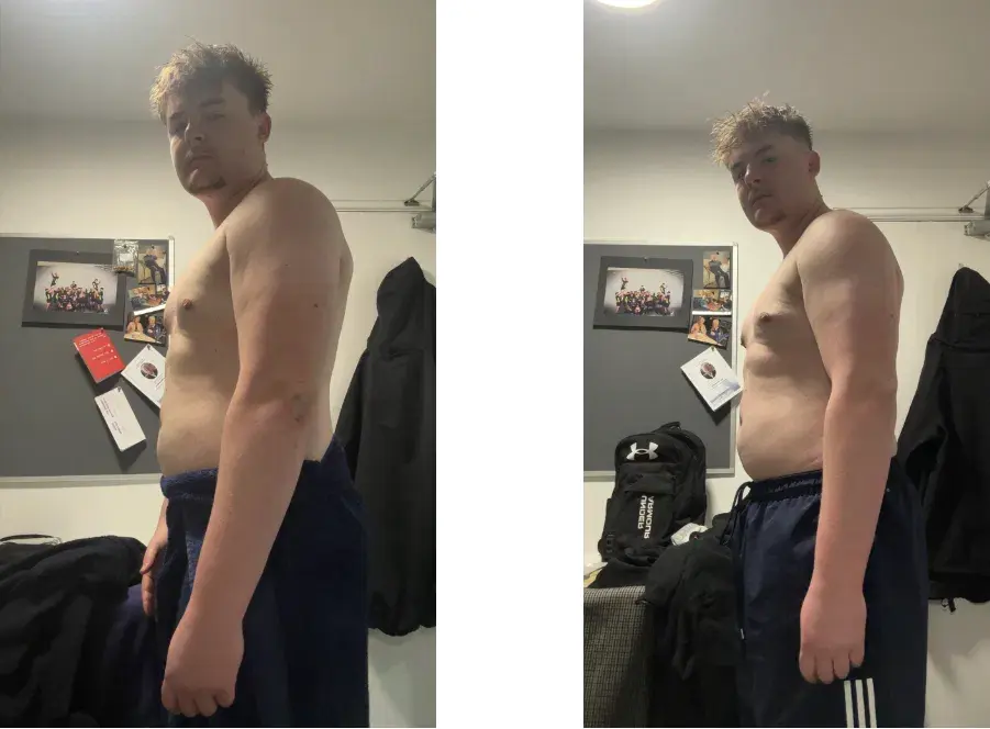 Leo — before and after, eight weeks apart